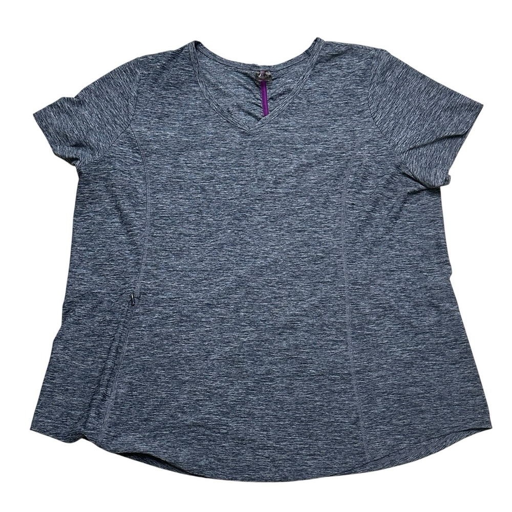 Duluth Trading‎ CoActive Wear Top Women's Plus Size 2XL V-Neck Short Sleeve Grey